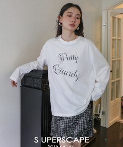 Cool Feel Sorona Cotton Loose Fit Round Neck Relaxed Printed Long Sleeve T-Shirt - Casual Fashion Essential for Effortless Style