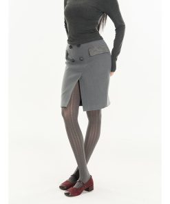 Cool Girl Loose Fit Blazer and Split Hem Pencil Skirt Two-Piece Set for Autumn, Y2K Inspired Chic Outfit