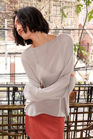 Cool Relaxed Loose Edge Hollow Mulberry Silk Lyocell Sweater - Lightweight Knitted Air Conditioning Sweater for Effortless Style