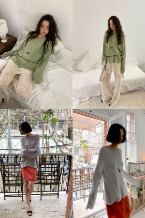 Cool Relaxed Loose Edge Hollow Mulberry Silk Lyocell Sweater - Lightweight Knitted Air Conditioning Sweater for Effortless Style