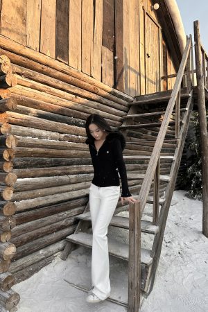 Cool White Moonlight Hooded Fur Collar Slim Fit Sweater Coat - High-End Knitted Cardigan for Chic Winter Style