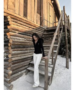 Cool White Moonlight Hooded Fur Collar Slim Fit Sweater Coat - High-End Knitted Cardigan for Chic Winter Style
