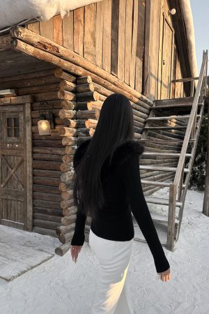 Cool White Moonlight Hooded Fur Collar Slim Fit Sweater Coat - High-End Knitted Cardigan for Chic Winter Style