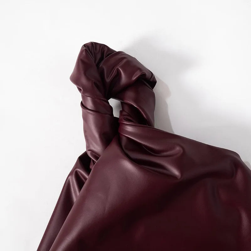 Coquette Clothes For Teens, Coquette Outfit For School - Faux Leather One Shoulder Top Coquette Clothes For Teens, Coquette Outfit For School - Faux Leather One Shoulder Top