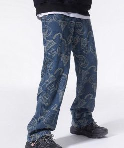 Coquette Clothing Style, Hijabi Closet Essentials - Straight Leg Printed Jeans