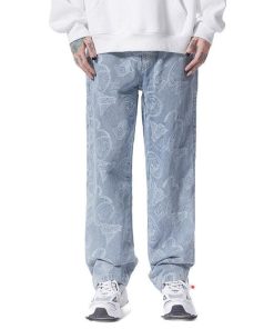 Coquette Clothing Style, Hijabi Closet Essentials - Straight Leg Printed Jeans