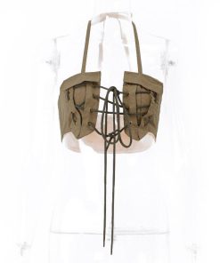 Coquette Clothing Style, Self Care Outfit - Lace Up Halter Top