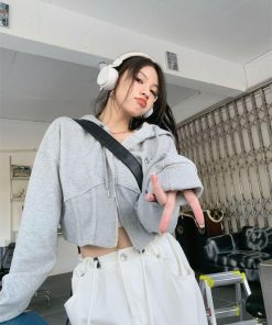 Coquette Lookbook, Coquette Outfits With Pants - Soft Girl Cropped Hoodie