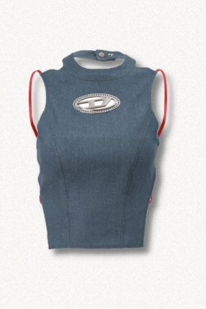 Coquette Outfit School, Dollette Style - Cowgirl Denim Halter Corset Top