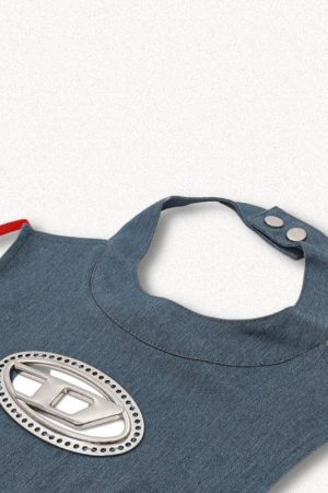 Coquette Outfit School, Dollette Style - Cowgirl Denim Halter Corset Top