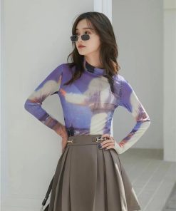 Corporate Outfits, Outfit Inspo Casual - Graphic Women Printed Mesh Top