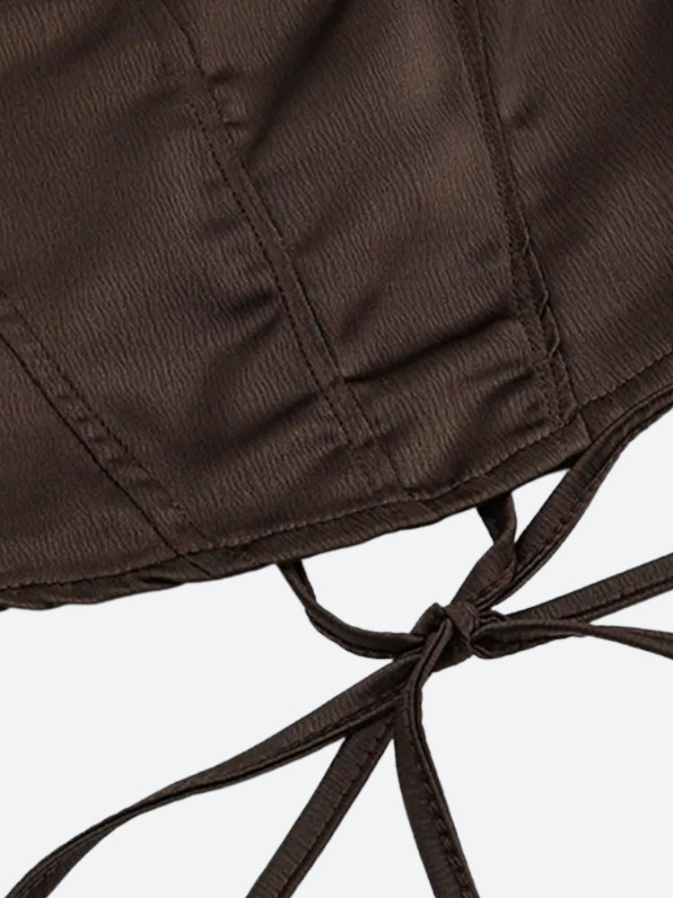 Cotswolds Outfit, Streetstyle Outfit - Satin Lace Up Corset Top Cotswolds Outfit, Streetstyle Outfit - Satin Lace Up Corset Top