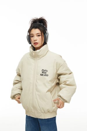 Cotton-Padded Hip-Hop Jacket for Couples, Loose PU Leather Coat, National Trend Style, Unisex Outerwear for Men and Women
