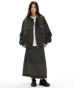 Cotton Pilot Jacket for Autumn Winter, Lapel Design, Warm Thick Casual Outerwear for Stylish Layering