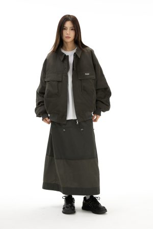 Cotton Pilot Jacket for Autumn Winter, Lapel Design, Warm Thick Casual Outerwear for Stylish Layering