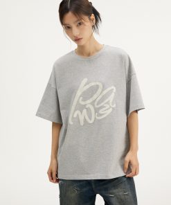 Cotton Short Sleeve Letter Print T-shirt for Spring Summer - Lightweight Five-Point Sleeve Top, Casual Fashion Essential