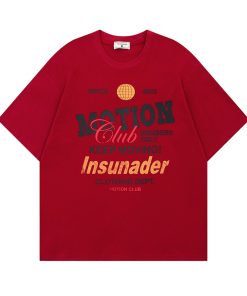 Cotton Short Sleeve T-Shirt for Women, American High Street Letter Print, Loose Fit, Trendy Casual Top, Y2K Style