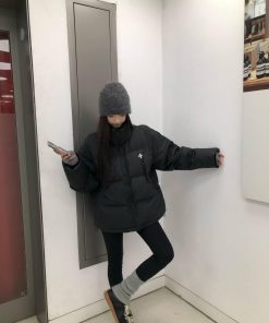 Couple Matching Pumpkin Velvet Cross Print Puffer Jacket - Easy-Care Warm Coat for Fall Winter Fashion