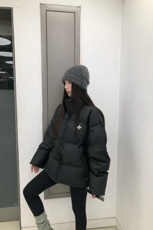 Couple Matching Pumpkin Velvet Cross Print Puffer Jacket - Easy-Care Warm Coat for Fall Winter Fashion