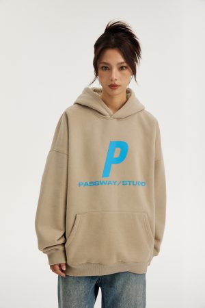 Couple's Fleece Hoodie with Logo - Loose Fit Streetwear Jacket for Autumn & Winter - Stylish Urban Layering