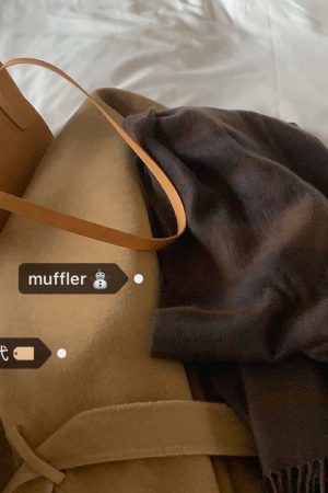 Cozy Dark Plaid Scarf with Forest-Inspired Vibes | Korean Style Fashion Accessory