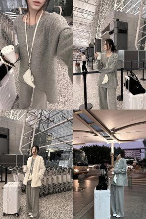 Cozy Knit Two-Piece Relaxation Set for Women - High-End Cashmere-Like Round Neck in Two Colors, Perfect for Casual Chic Style