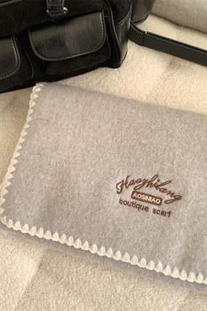 Cozy Wool Blend Letter Scarf for Women - Trendy Autumn Winter 2025 Knitted Neck Gaiter, Elegant Warm Shawl for Cold Weather
