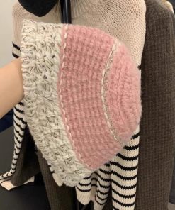 Cream Alpaca Wool Knitted Fisherman Hat - Handmade Winter Warm Authentic Korean Style Beanie