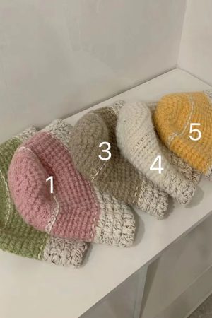 Cream Alpaca Wool Knitted Fisherman Hat - Handmade Winter Warm Authentic Korean Style Beanie