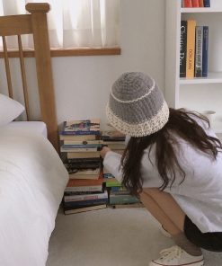 Cream Alpaca Wool Knitted Fisherman Hat - Handmade Winter Warm Authentic Korean Style Beanie