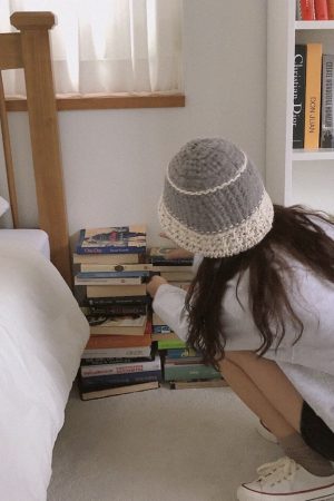 Cream Alpaca Wool Knitted Fisherman Hat - Handmade Winter Warm Authentic Korean Style Beanie