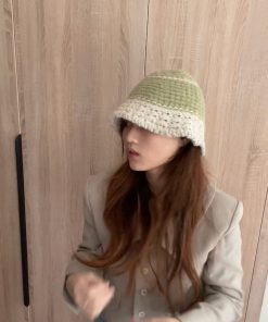 Cream Alpaca Wool Knitted Fisherman Hat - Handmade Winter Warm Authentic Korean Style Beanie