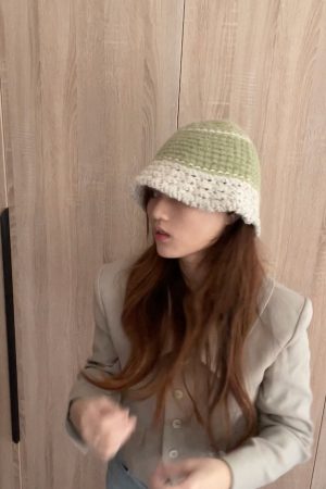 Cream Alpaca Wool Knitted Fisherman Hat - Handmade Winter Warm Authentic Korean Style Beanie