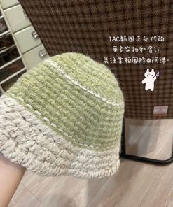 Cream Alpaca Wool Knitted Fisherman Hat - Handmade Winter Warm Authentic Korean Style Beanie
