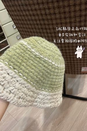 Cream Alpaca Wool Knitted Fisherman Hat - Handmade Winter Warm Authentic Korean Style Beanie