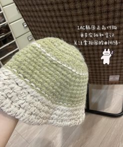 Cream Alpaca Wool Knitted Fisherman Hat - Handmade Winter Warm Authentic Korean Style Beanie