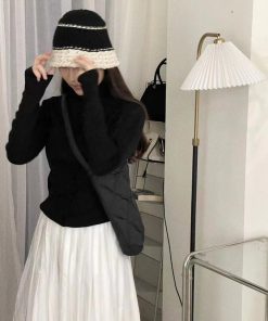 Cream Alpaca Wool Knitted Fisherman Hat - Handmade Winter Warm Authentic Korean Style Beanie