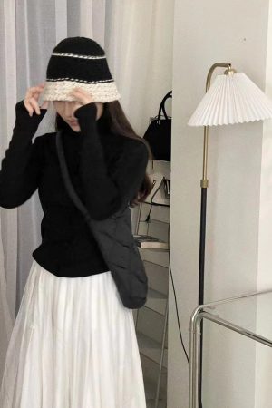 Cream Alpaca Wool Knitted Fisherman Hat - Handmade Winter Warm Authentic Korean Style Beanie