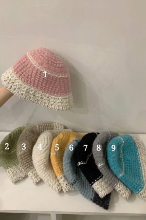 Cream Alpaca Wool Knitted Fisherman Hat - Handmade Winter Warm Authentic Korean Style Beanie