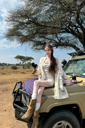Cream Knitted Jacket for Women - Casual Loose Fit Spring/Summer Top, Lightweight Literary Style, Perfect for 90s and Y2K Fashion