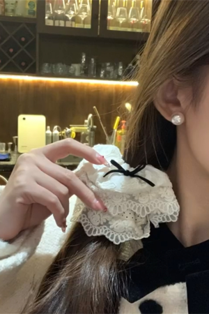 Cream Lace Edge High-End Hair Tie for Women, Big Intestine Design, Trendy Korean Style Hair Accessory for Autumn and Winter