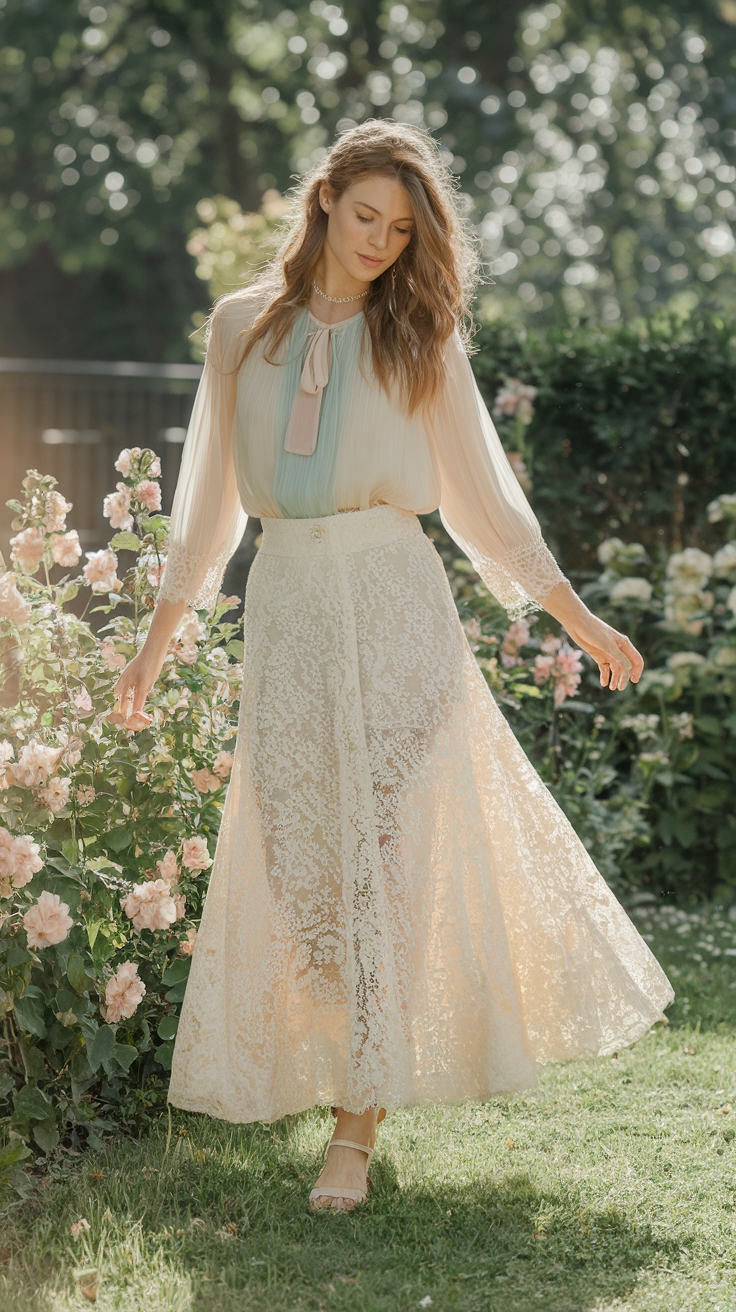 Elevate Your Look with a Cream Lace Skirt Outfit outfit idea