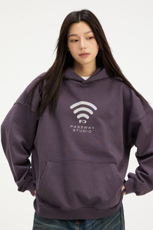 Creative Quirky WIFI Hoodie Unisex Sweatshirt for Couples - Autumn Winter Jacket, Trendy Streetwear, Cozy Fashion Essentials