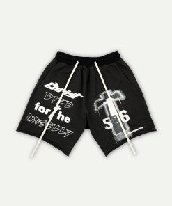 Cross Covenant Hand-Drawn Illustration Classic Slogan Shorts Hip Hop Retro Summer Trendy Five-Point Pants