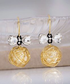 Crystal Bowknot Drop Earrings - Fairy-Inspired Niche Design, Trendy 2025 Fashion Accessory for a Slimmer Face Look