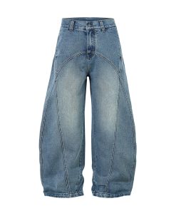 Curved Knife Jeans for Women - American Style High Street Straight-Leg Pants, Draped Slim-Fit Wide-Leg Casual Trousers