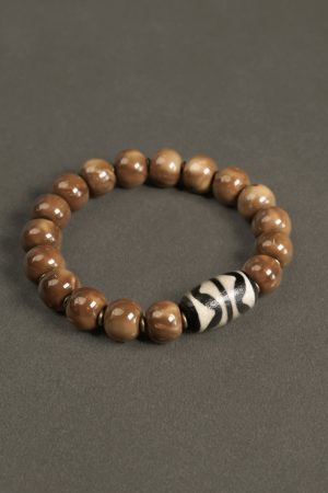Curved Tail Flower Retro Ethnic Beads Bracelet, Personalized Cultural Wristband for Men and Women, Trendy Boho Style Accessory