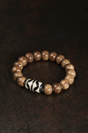 Curved Tail Flower Retro Ethnic Beads Bracelet, Personalized Cultural Wristband for Men and Women, Trendy Boho Style Accessory