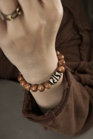 Curved Tail Flower Retro Ethnic Beads Bracelet, Personalized Cultural Wristband for Men and Women, Trendy Boho Style Accessory