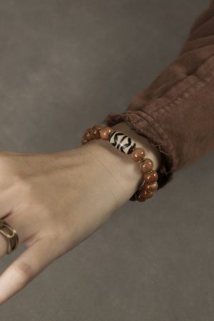 Curved Tail Flower Retro Ethnic Beads Bracelet, Personalized Cultural Wristband for Men and Women, Trendy Boho Style Accessory